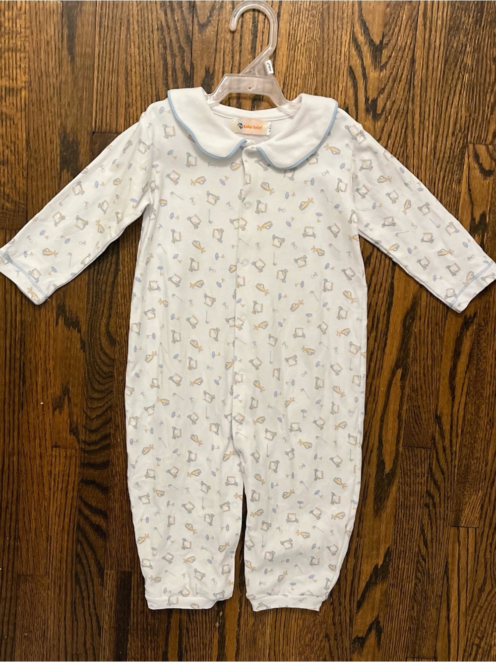 Baby Luigi White & Light Blue Printed Golf One-Piece Playsuit